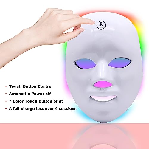 Image of Welocity Wireless Led Face Mask Light Therapy, 7 Led Light Therapy Facial Skin Care Mask, Blue & Red Light for Acne Photon Mask, Korea PDT Technology for Acne Reduction