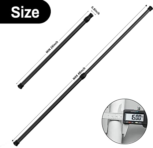 2 Aste Di Tensione A Molla, 60 – 100 Cm, Regolabili In Pressione Espandibile, Colore Nero, Per Cucina, Bagno, Finestra, Casa - 2