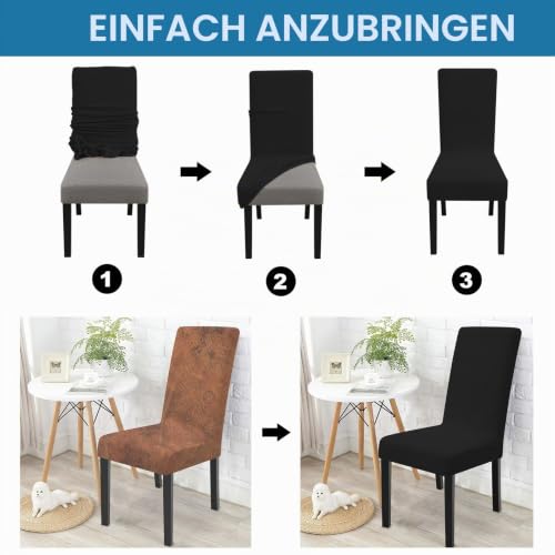 Ystyle Universal Stretch Stuhlhussen 6er Set, Schwarz – Ansicht 5