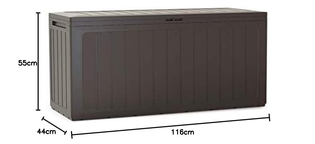 rg-vertrieb Gartenbox Boarde 280L Umbra – Auflagenbox Kunststoff, Gartentruhe für Kissen & Sitzauflagen, Kissenbox Abschließbar, Truhe für Garten & Balkon (116 x 44 x 55 cm)
