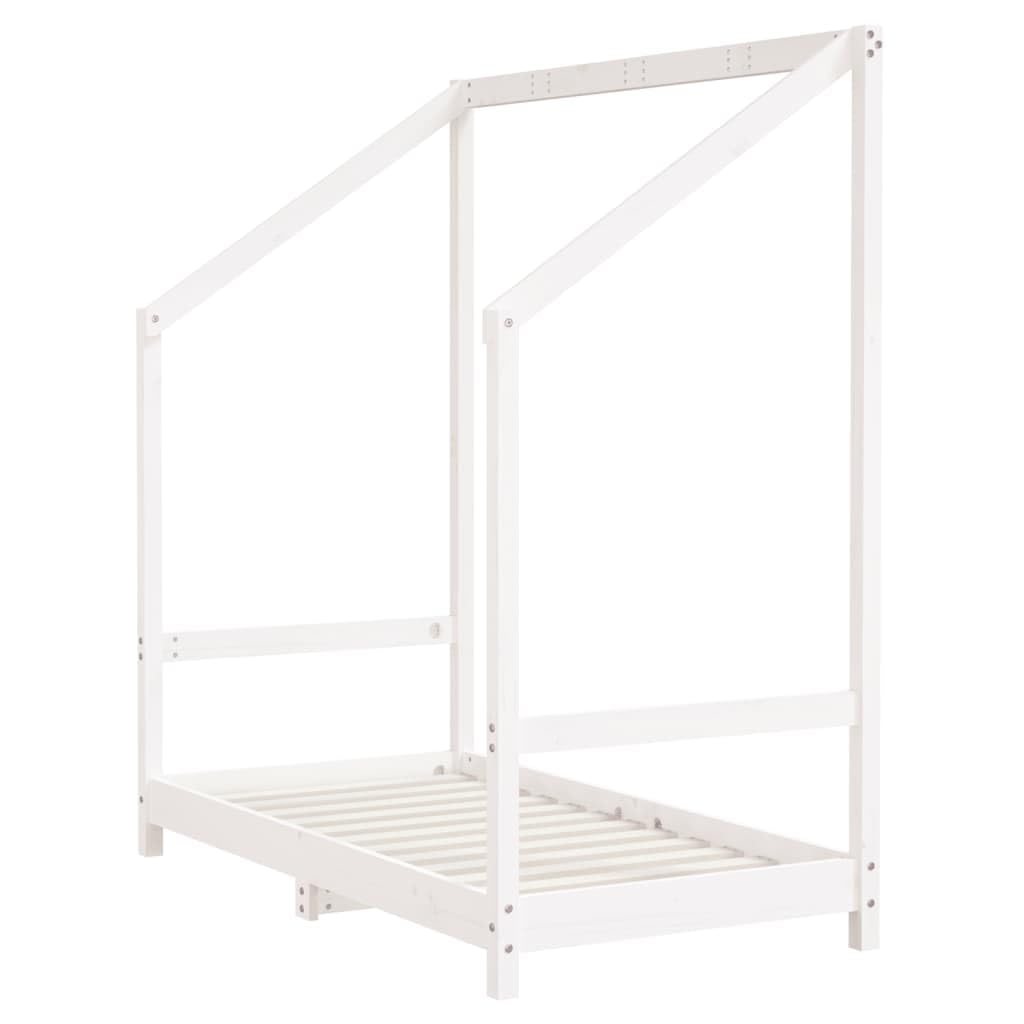 Kinderbett Weiß 70x140 cm Massivholz Kiefer mit Lattenrost und Schutzgitter für Kleinkinder geeignet, stabiles Holz, höhenverstellbar, umbaubar, mit Stauraum, ideal für Babys und Kinder