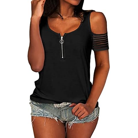 Camiseta VEMOW Manga Corta Mujer Ahuecar T-Shirt Cover