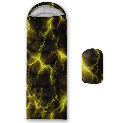 QOOMO Yellow Lighting Printed Camping Sleeping Bags,31x90inch