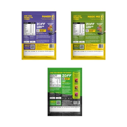 Image of ZOFF Veg Gravy & Marinade Combo - Paneer Gravy (90g), Magic Curry Mix (90g), Paneer Tikka Marinade (25g) -Instant, Authentic Indian Flavours - 205g (Pack of 2)