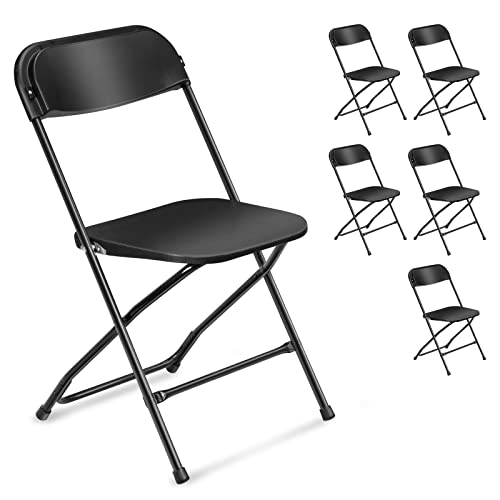 LEADZM Chaises Pliantes,Lot de 6,Chaises de Jardin,Chaises de Salle à Manger Portables,Structure en Acier Métallique,Charge 158 KG,Fêtes,Mariages,Pique...