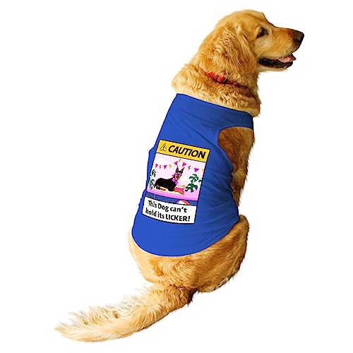 Image of Ruse Can't Hold the Licker Printed Dog Round Neck Sleeveless Vest Tank T-Shirt /Tees Apparel /Clothes /Tees Gift for Dogs (Royal Blue /S (Apso, Cocker Spaniel etc.)
