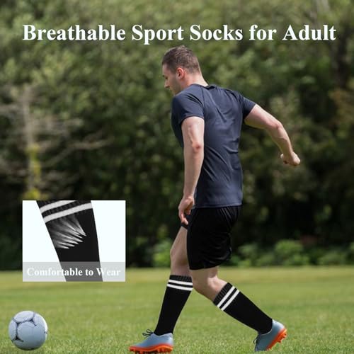 3 Pair Athletic Socks Youth Adult Non-Slip Classic Stripes Long Baseball Socks Men Football Sports4