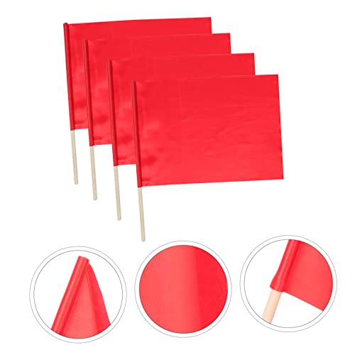 Gadpiparty Bandeira De Árbitro 16 Peças Manivela De Madeira Infantil Vermelha