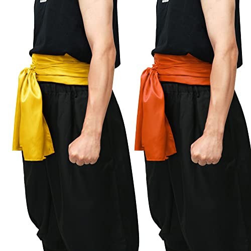 C-ZOFEK Karate Sash Kung Fu Suit Satin Waist Belt 2 PCS 126”*13” for Pirate Cosplay Anime Halloween Accessories