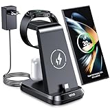 𝗚𝗲𝗲𝗶𝗴𝗻𝗲𝘁 𝗳ü𝗿 𝗠𝗲𝗵𝗿𝗲𝗿𝗲 𝗠𝗼𝗱𝗲𝗹𝗹𝗲 𝘂𝗻𝗱 𝗚𝗲𝗿ä𝘁𝗲 - Die drahtlose ladestation ist nur für Samsung Galaxy Watch 6, 6 Classic, 5, 5 Pro, 4, 4 Classic, 3, Active 2, 1; Der vordere USB-C Anschluss ist für i Phone 15/15 Plus/15 Pro/15Pro Max, Samsung Galaxy S23/S22/S21/S20/S10, Z Flip 5/4/3, Z Fold 5/4/3/2, A53/52/51, Huawei, Honor und alle USB-C Telefone; Der hintere Typ-C ladeanschluss ist für Samsung Galaxy Buds Series, Air Pods Pro 2nd Generation und anderen USB-C earbuds.