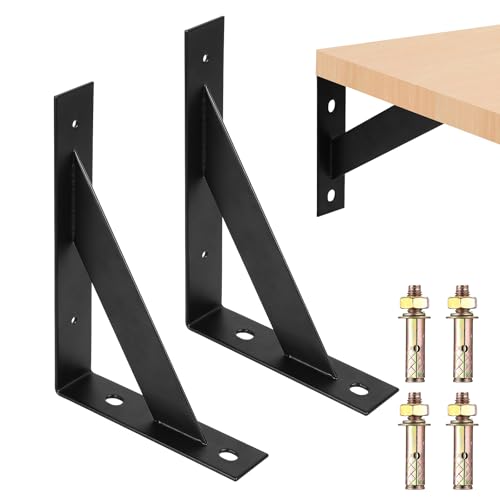 2 Pcs Escuadras para Estanterias, Soportes para Estantes de Pared, Soporte de Estante de Metal, Escuadras Estanterias Triangulares, Soporte Baldas, Soporte de Pared para Estante