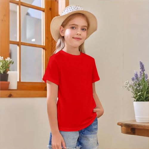 Undershirt for Kids Girls Boys Short Sleeve Crewneck Tees Toddler Casual Solid Cotton Shirt Teens Basic Summer Tops3
