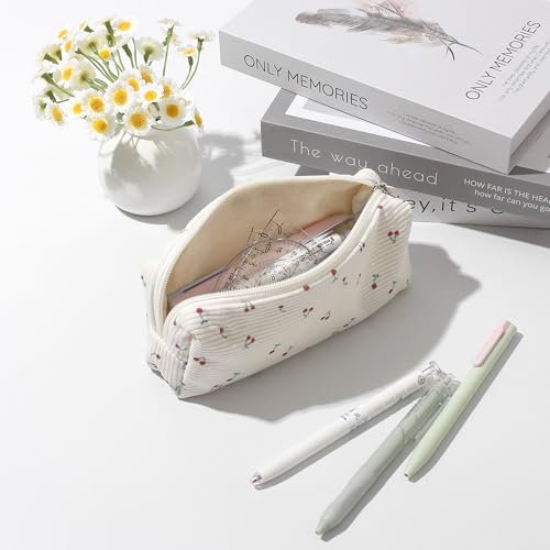 Image of Pencil Case Lightweight Aesthetic Pen Case Office College School Storage Bag Pouch Holder Box Organizer Makeup Pouch Cosmetic Bag for Girls Boys Kids (Flowers-Cherry)