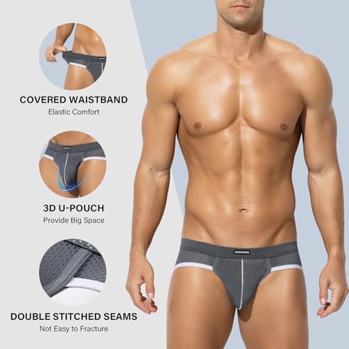 Arjen Kroos Mens Sexy Mesh Underwear Briefs Breathable Silk Low Rise Athletic Underwear2