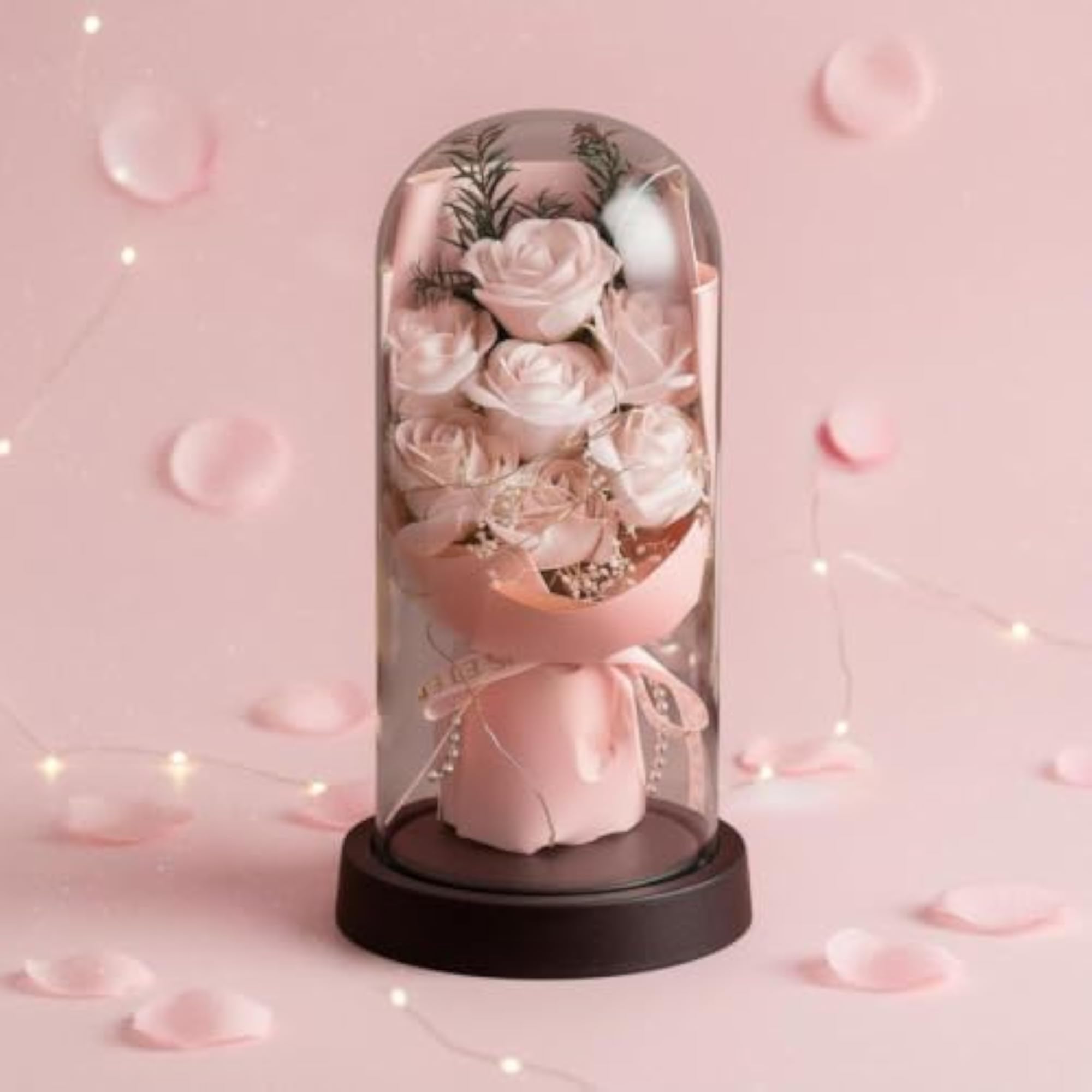Soap Rose Glass Cloche Elegant Design Gift