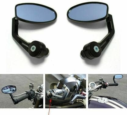 Image of Pure Biking Stylish Bar End Mirror Ovel Stylish Compatible With RE Classic Bullet All 2012 To 2020 Models Only