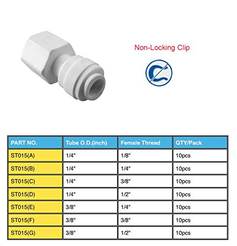Puresec Plastic Reusable Push To Connect Fitting Female Threaded Tube Fittings Adapter 1/4 Inch Female X 1/4 Inch Tube Od For Rodi System thumb #2