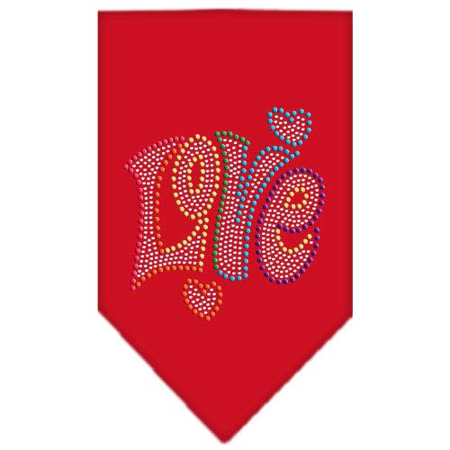 Mirage Pet Products 67-95 SMRD Technicolor Love Rhinestone Red Print Bandana, Small