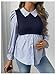 WDIRARA Women's Maternity Striped Button Down Shirts Long Sleeve Collared Blouse 2 in 1 Nursing Top Blue and White Large