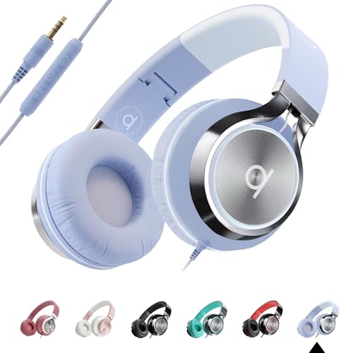 Image of ARTIX CL750 Foldable Wired Headphones with Microphone | Noise Isolating On Ear Headset with Volume Control for Online Classes & Gaming (Lavender, 3.5mm Jack)