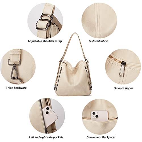 Bolso Hobo Tote para Mujer, Bandolera Retro de PU, con Cartera y Mochila – 3 Piezas miniatura 7