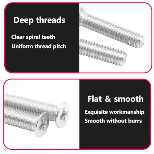 Qrity M4x8mm Edelstahl Senkschrauben, Kreuzschlitz Maschinenschrauben, Kleine Befestigungsschrauben, für Maschinen, Möbel, Holz, 20 Stück
