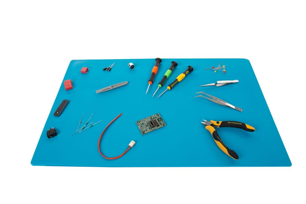 Velleman Alfombrilla de reparación y soldadura de silicona resistente al calor, 700 x 450 mm, 500 C, superficie de trabajo extra grande, azul