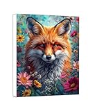 Diamond Painting Erwachsene Fuchs Blume Diamant Painting Bilder Anfänger und Kinder, Basteln...