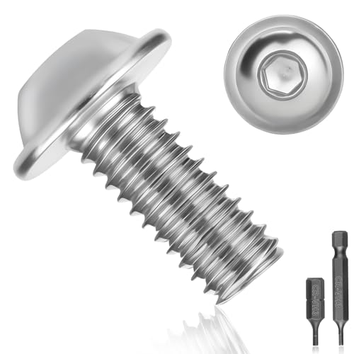Lot de 25 vis à tête bombée M5 x 16 en acier inoxydable A2 V2A ISO 7380 Vis à tête bombée Vis filetées en acier inoxydable avec bride, six pans creux et clé hexagonale