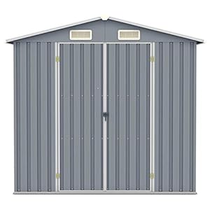 Keketa Tuinhuis, tuinhuis, gereedschap, tuinhuis, van plaatstaal, voor buiten, tuinhuis van pvc, grijs, 205 x 129 x 183 cm, van verzinkt staal