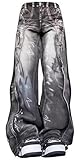 Y2k Retro High-Waisted Vintage Wide-Leg Jeans High-Street Heavy-Work Stripe Tie-Dye Jeans Unisex Floor-Length Pants (US, Alpha, Large, Regular, Regular, Black)
