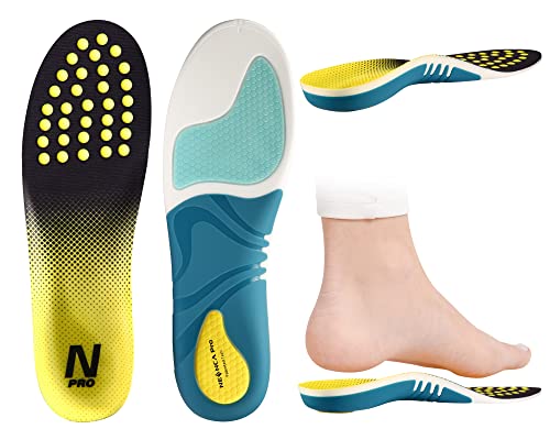 NEENCA Professional Shoe Insoles, Orthotic High Arch Support Insoles, Comfort Gel Work Boot Insert for Flat Feet, Plantar Fasciitis, Feet Pain Relief, Heel Spur Pain, Over Pronation for Men and Women