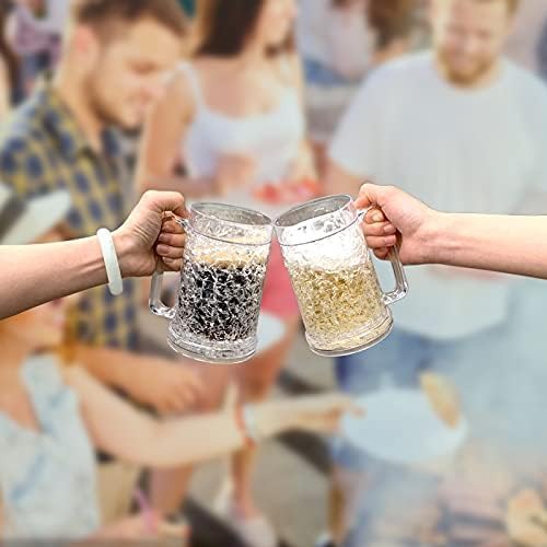 Miniatura 9 de Juego de 4 tazas de hielo congeladas de gel de doble pared de 16 oz (blanco)