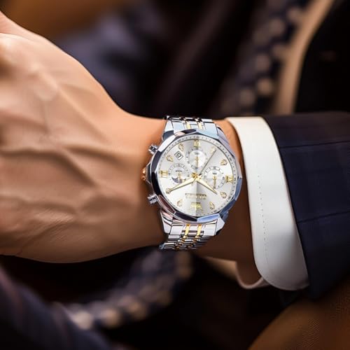 Image of OLEVS Men Watch Business Dress Diamond Luxury Watch Luminous Easy to Read Date Waterproof Stainless Steel Quartz Analog Simple Dress Watch