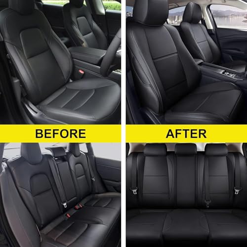 Image of AOMSAZTO Custom Fit Seat Covers for Mazda CX-30 2020 2021 2022 2023 2024 2025 CX30 Car Seat Covers Full Set Black Faux Leather Compatible Airbag（New-CX30）