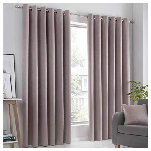 Fusion Strata Woven Eyelet Lined Curtains, Blush, 46 x 54 Inch, 100% Polyester, 46" Width x 54" Drop (117 x 137cm)
