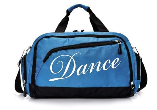 RTMYOR Borsone per bambine e ragazze, per danza classica, pratica, sport, cheerleading, ginnastica, fine settimana, brevi viaggi notturni, dimensioni a mano, Danza blu, borsa da ballo ragazze carino