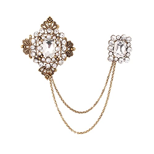 Broche de costume vintage en cristal et strass pour manteau
