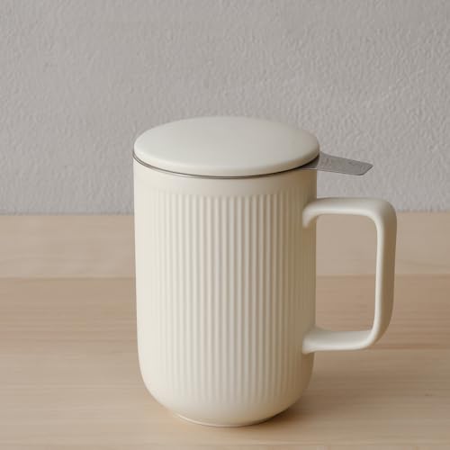 WENSHUO Copo de infusor de chá de cerâmica com cesta e tampa de a...