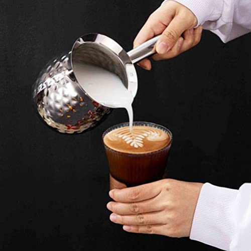CALLARON Turkish Coffee Pot Warmer Milk Stainless Steel Greek Arabic Cezve Ibrik Coffee Pot 200ml Espresso Coffee Decanter Coffee Maker Boiler with Spout for Stove Top