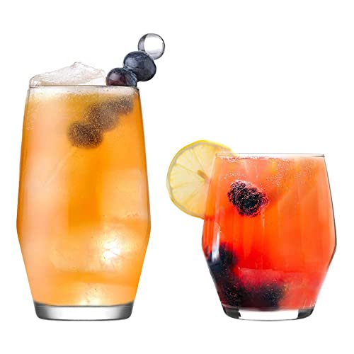 LAV 12 Piece Ella Verrerie - Classique Contemporain Highball Whisky Eau Tumbler Lunettes - Effacer