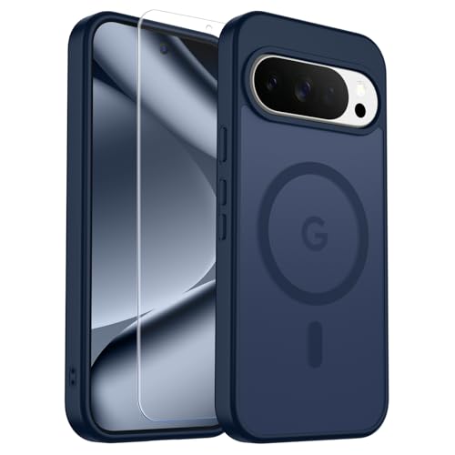 Image of SUPFINE Magnetic for Google Pixel 10 Pro Case /Pixel 10 Case with Screen Protector, (Built-in Magnets) ((Military Grade Drop Protection) Slim Translucent Shockproof Phone Case,Sapphire Blue