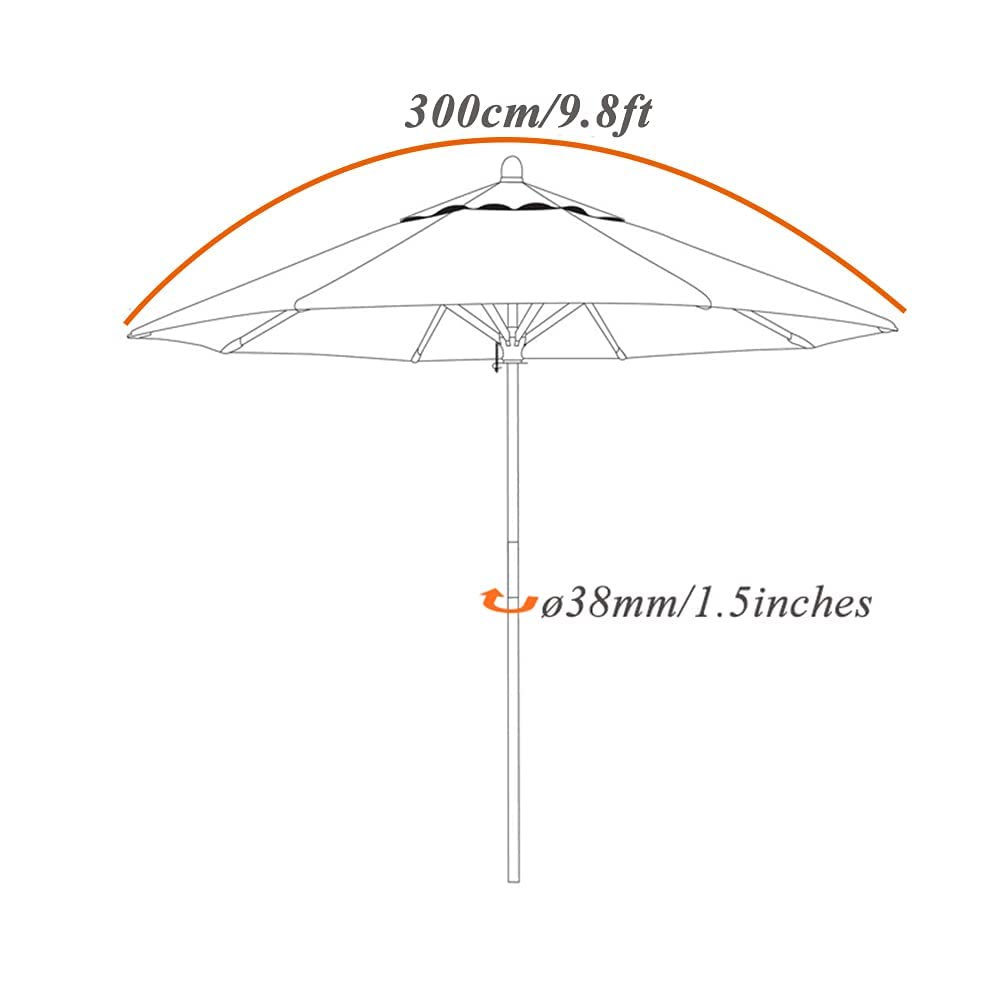 Parasol ogrodowy,Duży parasol tarasowy 10 stóp/3 m, parasol handlowy z korbą i pochyleniem, wodoodporny/ochrona przed promieniowaniem UV/okrągły baldachim/8 żeber, bez podstawy, wino czerwon
