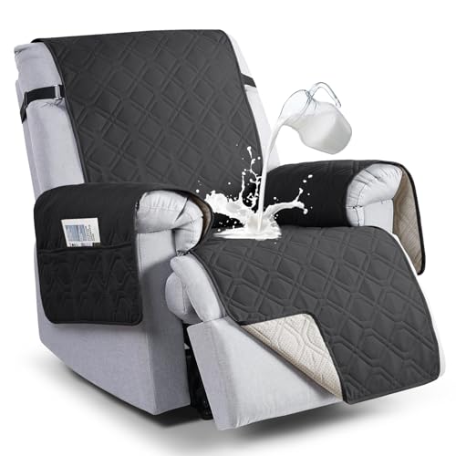 Image of VANSOFY 100% Waterproof Recliner Chair Covers, Recliner Cover Non-Slip Dog Chair Cover Furniture Protector Washable Slipcover with Pocket, Elastic Straps for Pets, Dogs(Charcoal Gray, 28 inch)