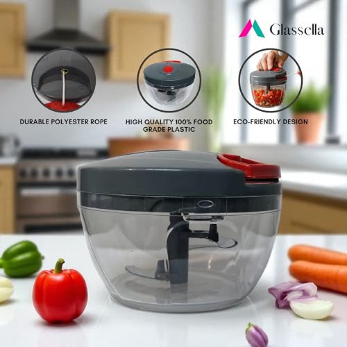 Image of Manual Chopper for Kitchen 450 ml | Onion Chopper Manual | Vegetable Chopper for Kitchen | Chopper for Kitchen Use (Grey)