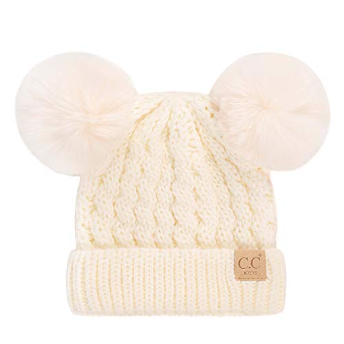 Image of C.C Exclusives Children Kid Double Pompom Knitted Beanie for Kids Ages 2-5 (KID-23)(KID-24)(KIDS-2055)