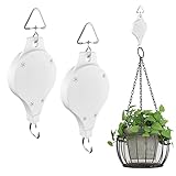 MEGXIT 2 Pack Adjustable Plant Pulley Hanger, Retractable Plant Hanger Plant Hooks, Adjustable Plant Hanger for Garden Hanging Basket Pots and Bird Feeder - White