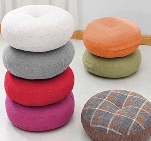 EN AyuL Coussin de chaise rond épais de 10 cm pour bureau à domicile, 45/50 cm, coussin de chaise doux pour tatami, terrasse, salle à manger d'intérieur (40 x 40 x 10 cm, bleu A) Cover