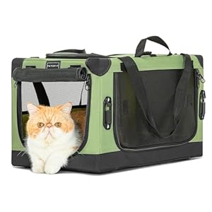 Cat Carrier Soft Sided with Safty Buckles and Thicken Mat, Adjustable Crate Cover, Chewproof Design, Portable & Collapsible Cat Crate Puppy Carrier