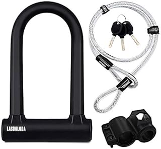Bike Lock, Bicycle Lock with Mounting Bracket Bike Locks High Security Bike Lock Combination 1200mm Cable Bike D Lock, Kids Bike Lock Heavy Duty Bike U Lock D Locks for Bicycles, Electric Scooter